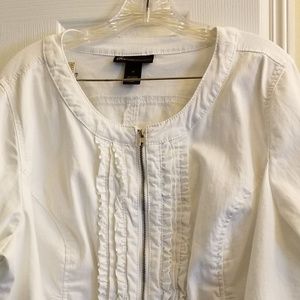 White Jean Jacket with Ruffles